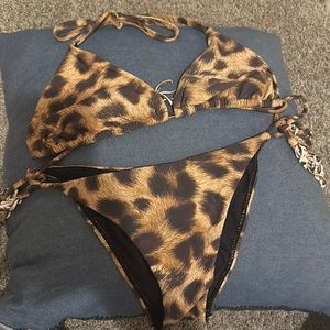 PQ Jungle Bikini Top + Bottom w fringe ties